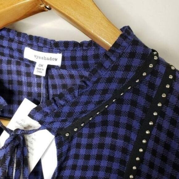 Eyeshadow NWT plaid embellished shirt OX - Picture 13 of 13